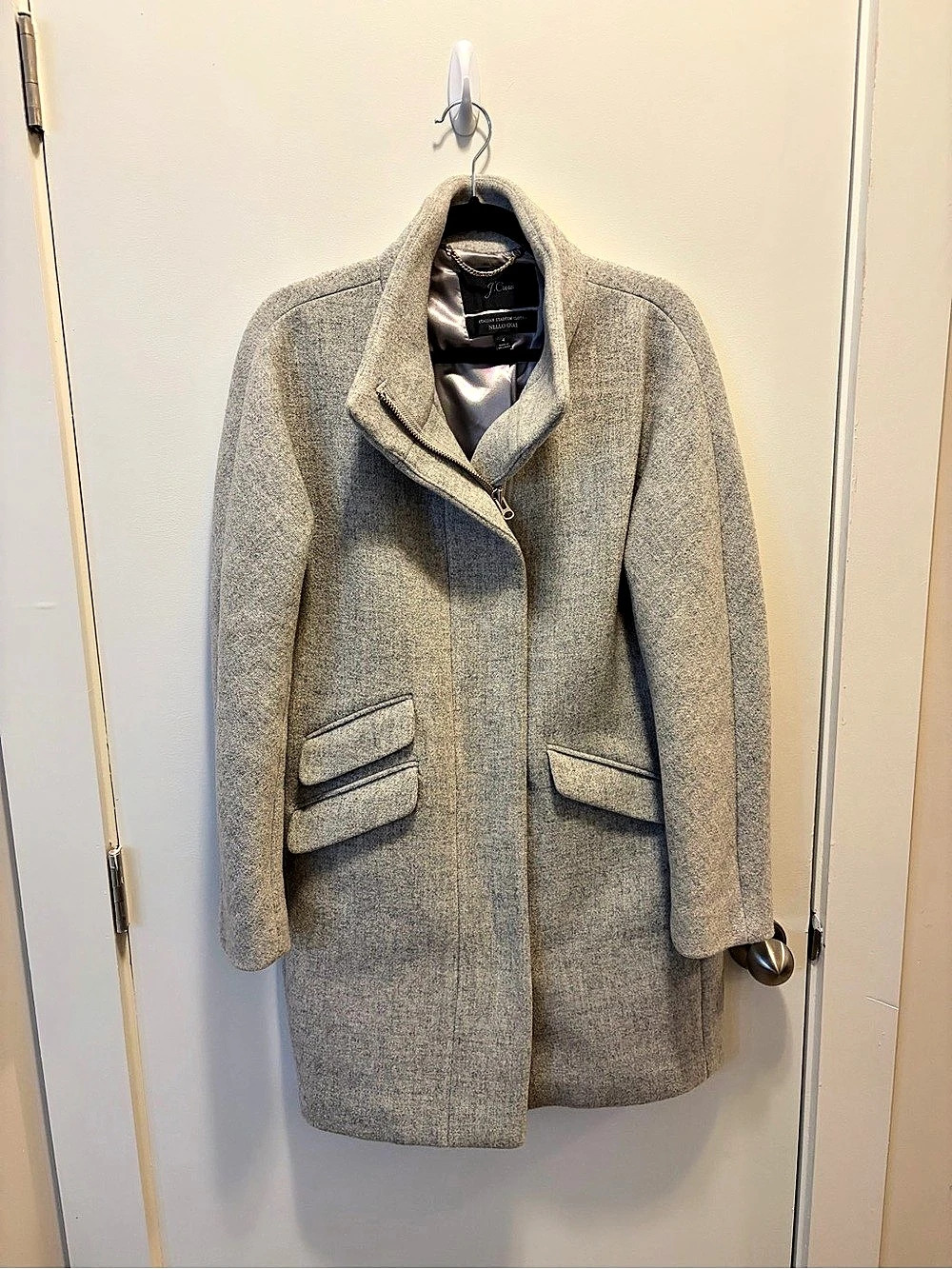J.Crew Stadium-Cloth Cocoon Coat Wool Blend Gray Coat Size Medium